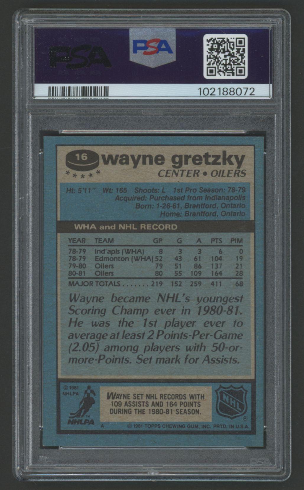 Wayne Gretzky 1981-82 Topps #16 (PSA 7) at PristineAuction.com Wayne Gretzky 1981-82 Topps #16 (PSA 7) at PristineAuction.com