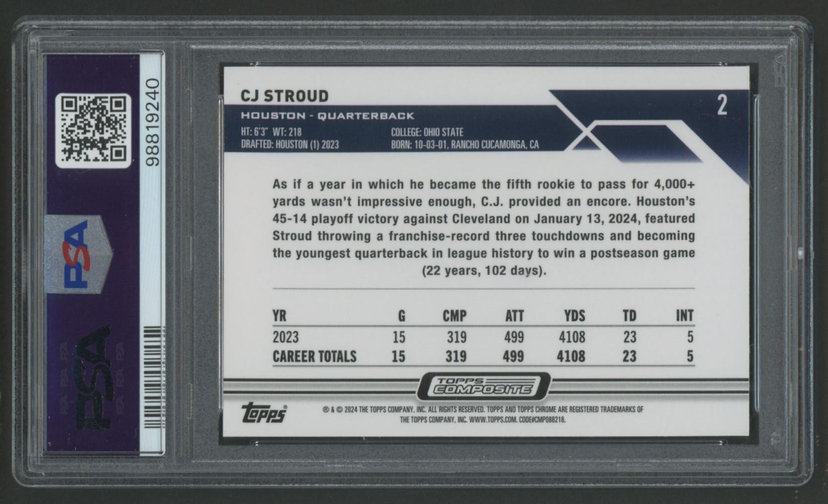 CJ Stroud 2023 Topps Composite X-Fractor #2 (PSA 10) at PristineAuction.com CJ Stroud 2023 Topps Composite X-Fractor #2 (PSA 10) at PristineAuction.com