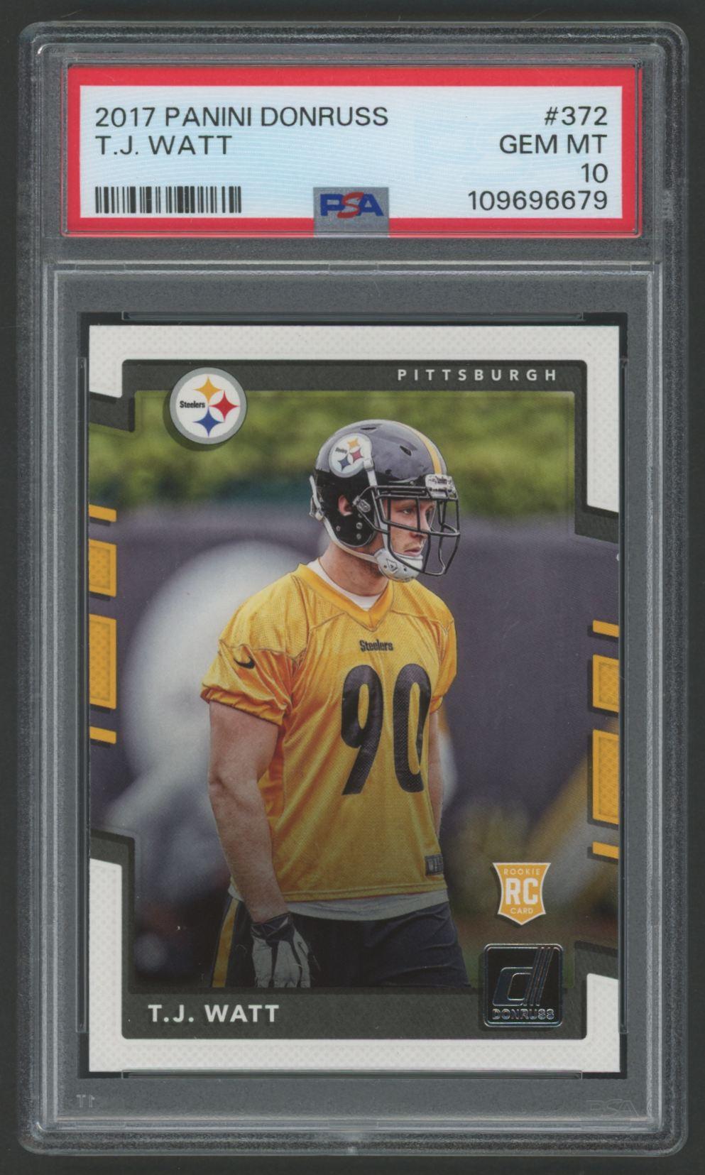 T.J. Watt 2017 Donruss #372 RC (PSA 10) at PristineAuction.com T.J. Watt 2017 Donruss #372 RC (PSA 10) at PristineAuction.com