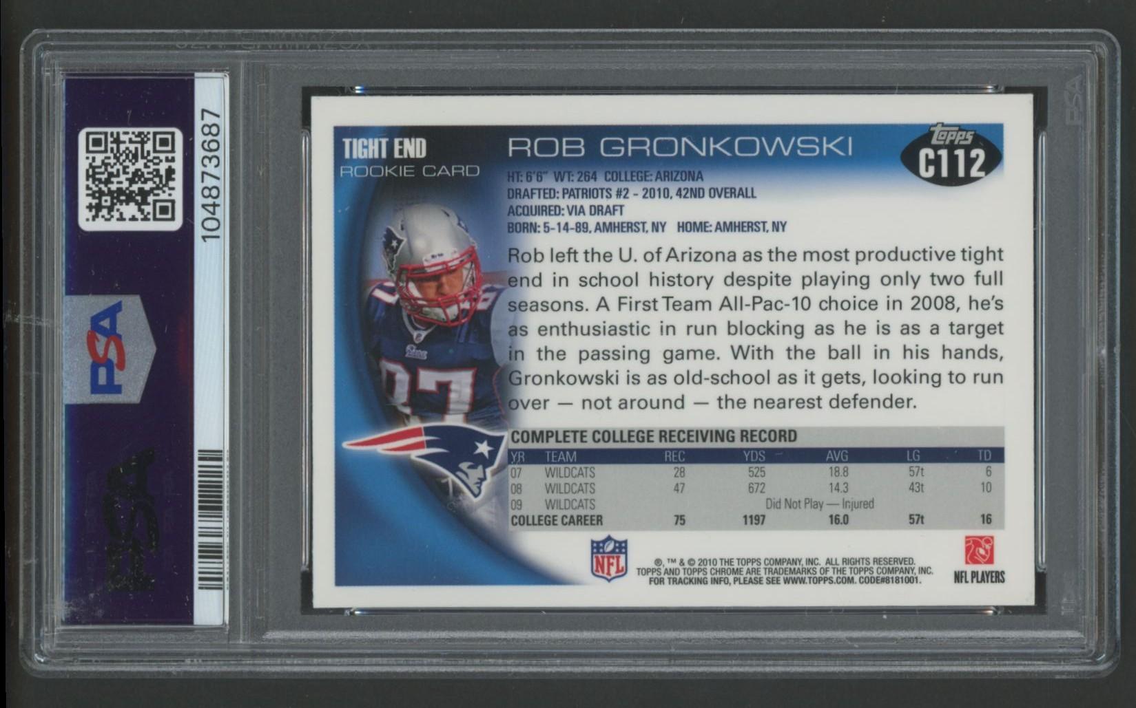Rob Gronkowski 2010 Topps Chrome #C112 (PSA 9) at PristineAuction.com Rob Gronkowski 2010 Topps Chrome #C112 (PSA 9) at PristineAuction.com