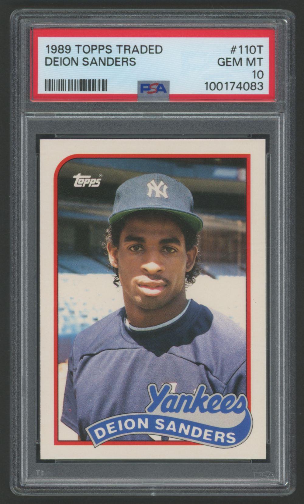 Deion Sanders 1989 Topps Traded #110T RC (PSA 10) at PristineAuction.com Deion Sanders 1989 Topps Traded #110T RC (PSA 10) at PristineAuction.com