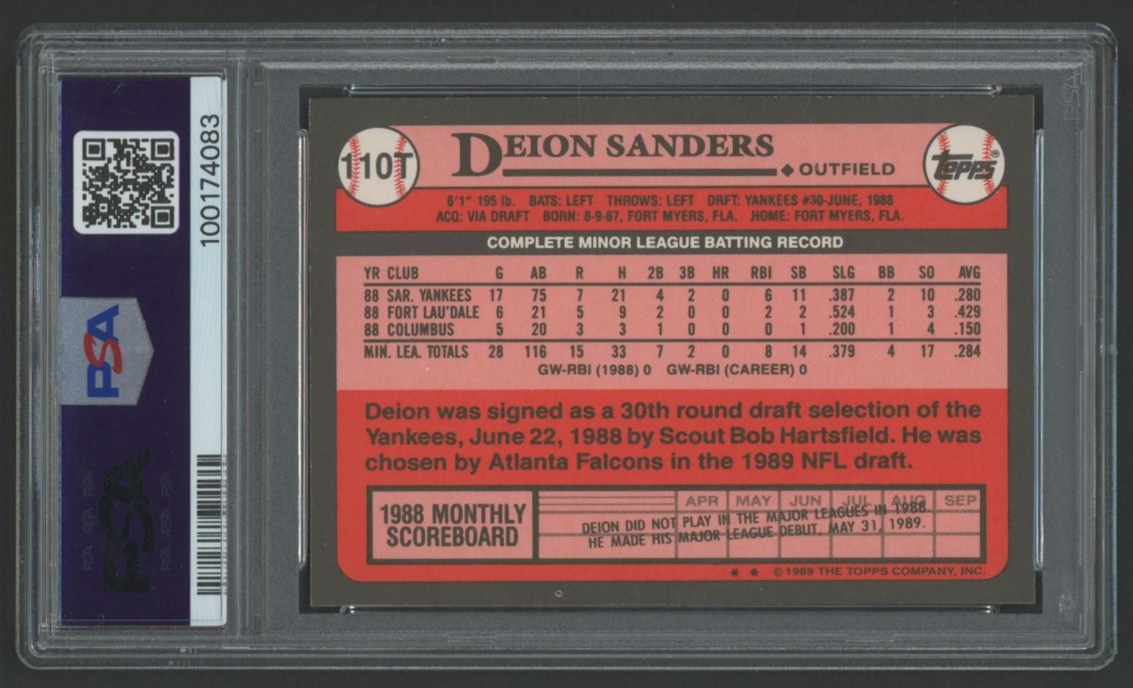 Deion Sanders 1989 Topps Traded #110T RC (PSA 10) at PristineAuction.com Deion Sanders 1989 Topps Traded #110T RC (PSA 10) at PristineAuction.com