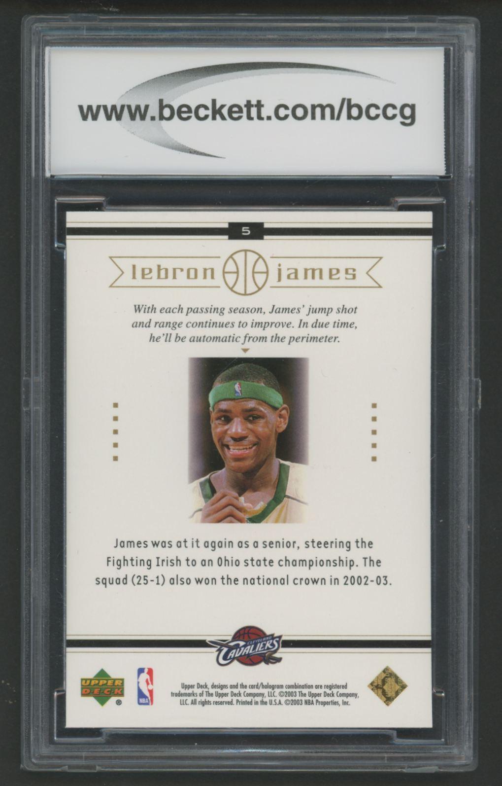 LeBron James 2003 Upper Deck LeBron James Box Set #5 RC (BCCG 10) at PristineAuction.com LeBron James 2003 Upper Deck LeBron James Box Set #5 RC (BCCG 10) at PristineAuction.com