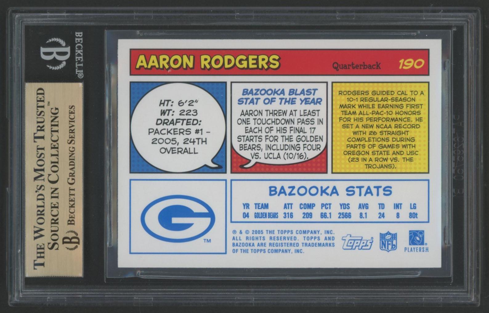 Aaron Rodgers 2005 Bazooka Blue #190 (BGS 9.5) at PristineAuction.com Aaron Rodgers 2005 Bazooka Blue #190 (BGS 9.5) at PristineAuction.com