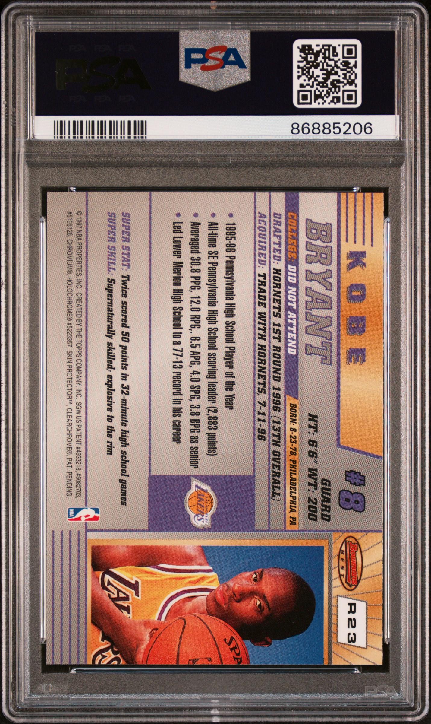 Kobe Bryant 1996 Bowman's Best Rookie #R23 (PSA 9) at PristineAuction.com Kobe Bryant 1996 Bowman's Best Rookie #R23 (PSA 9) at PristineAuction.com