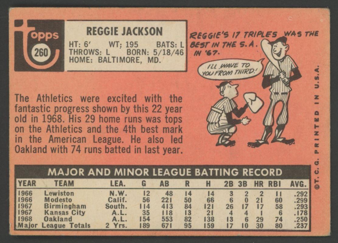 Reggie Jackson 1969 Topps #260 RC at PristineAuction.com Reggie Jackson 1969 Topps #260 RC at PristineAuction.com