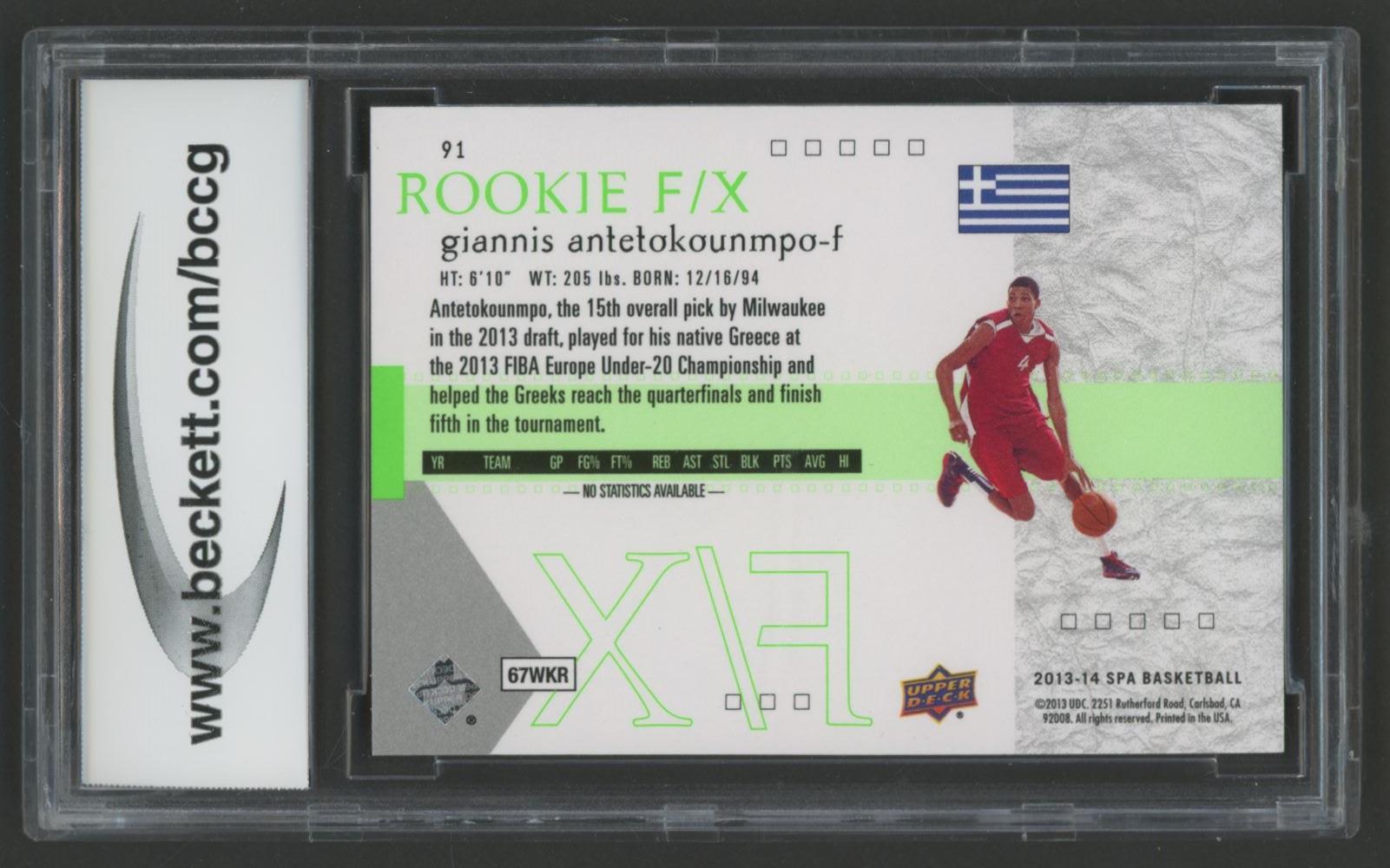 Giannis Antetokounmpo 2013-14 SP Authentic #91 F/X RC (BCCG 10) at PristineAuction.com Giannis Antetokounmpo 2013-14 SP Authentic #91 F/X RC (BCCG 10) at PristineAuction.com