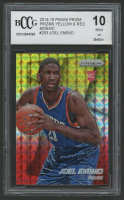 Joel Embiid 2014-15 Panini Prizm Prizms Yellow & Red Mosaic #253 RC (BCCG 10) at PristineAuction.com