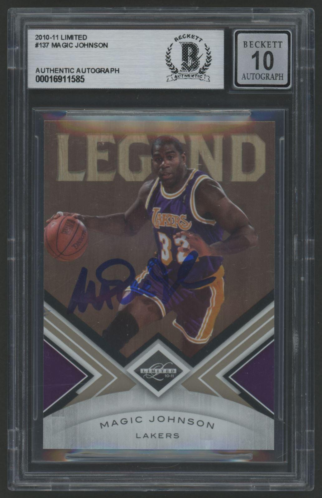 Magic Johnson Signed 2010-11 Limited #137 #144/199 (BGS | Autograph Grade 10) at PristineAuction.com Magic Johnson Signed 2010-11 Limited #137 #144/199 (BGS | Autograph Grade 10) at PristineAuction.com