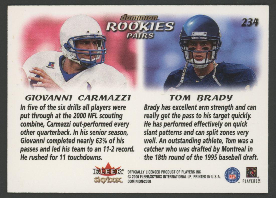 Tom Brady 2000 SkyBox Dominion #234 RC at PristineAuction.com Tom Brady 2000 SkyBox Dominion #234 RC at PristineAuction.com