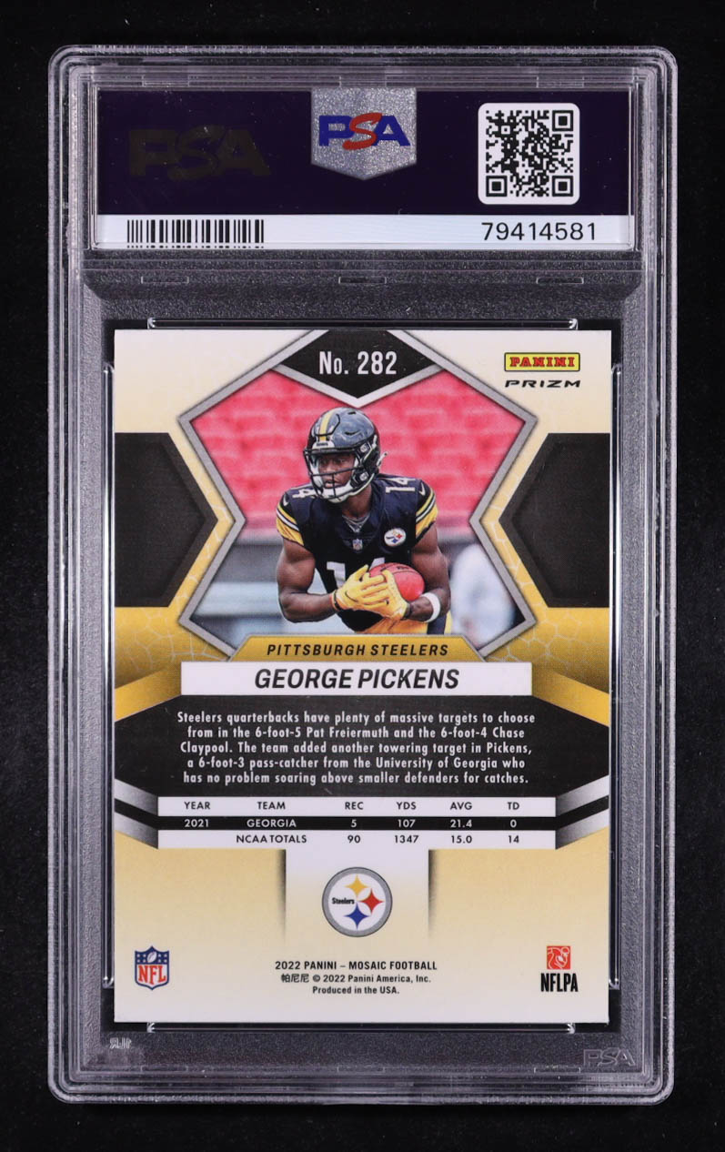 George Pickens 2022 Panini Mosaic Mosaic No Huddle Silver #282 DEB RC (PSA 10) at PristineAuction.com George Pickens 2022 Panini Mosaic Mosaic No Huddle Silver #282 DEB RC (PSA 10) at PristineAuction.com
