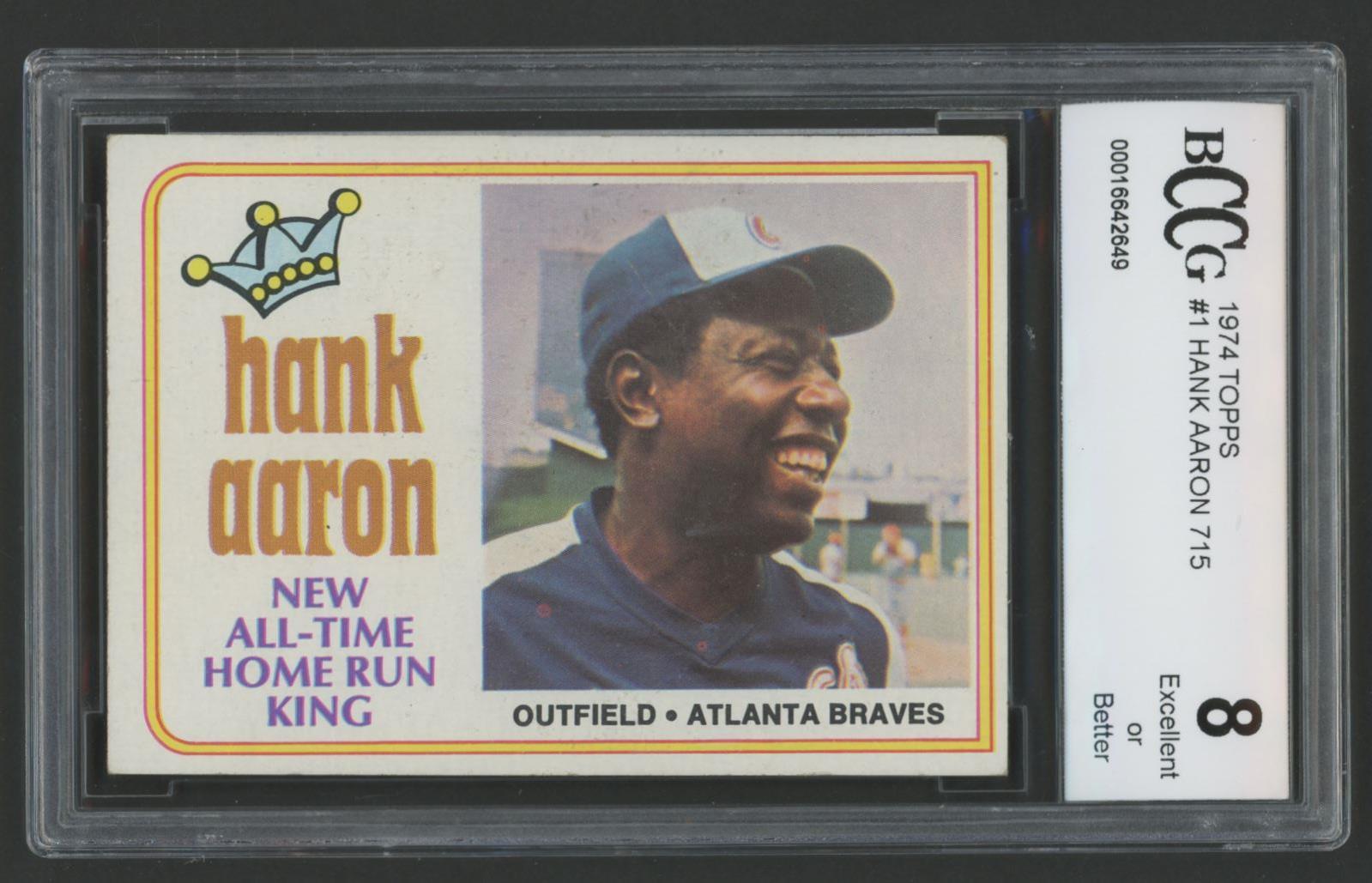 Hank Aaron 1974 Topps #1 (BCCG 8) at PristineAuction.com Hank Aaron 1974 Topps #1 (BCCG 8) at PristineAuction.com