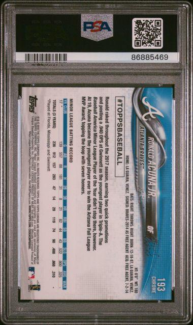 Ronald Acuna Jr. 2018 Topps Chrome #193 RC (PSA 10) at PristineAuction.com Ronald Acuna Jr. 2018 Topps Chrome #193 RC (PSA 10) at PristineAuction.com