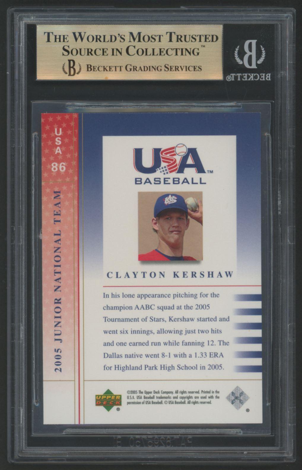 Clayton Kershaw 2005-06 USA Baseball Junior National Team #86 (BGS 9.5) at PristineAuction.com Clayton Kershaw 2005-06 USA Baseball Junior National Team #86 (BGS 9.5) at PristineAuction.com