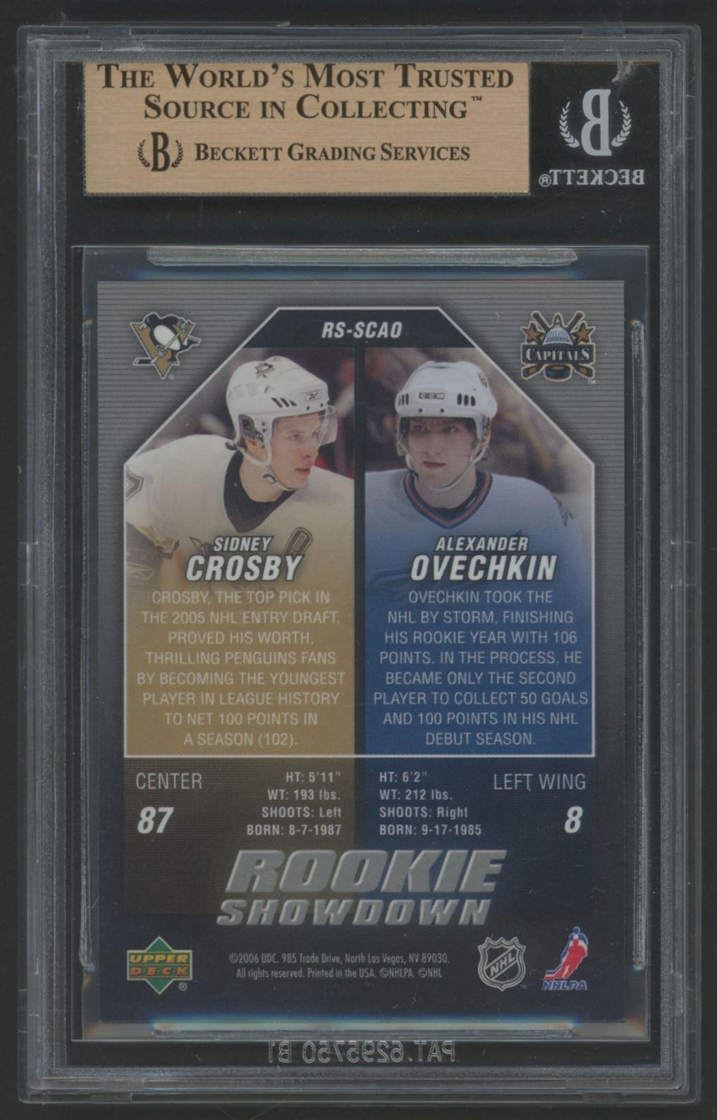 Sidney Crosby / Alexander Ovechkin 2006 Upper Deck Rookie Showdown #RSSCAO (BGS 9.5) at PristineAuction.com Sidney Crosby / Alexander Ovechkin 2006 Upper Deck Rookie Showdown #RSSCAO (BGS 9.5) at PristineAuction.com