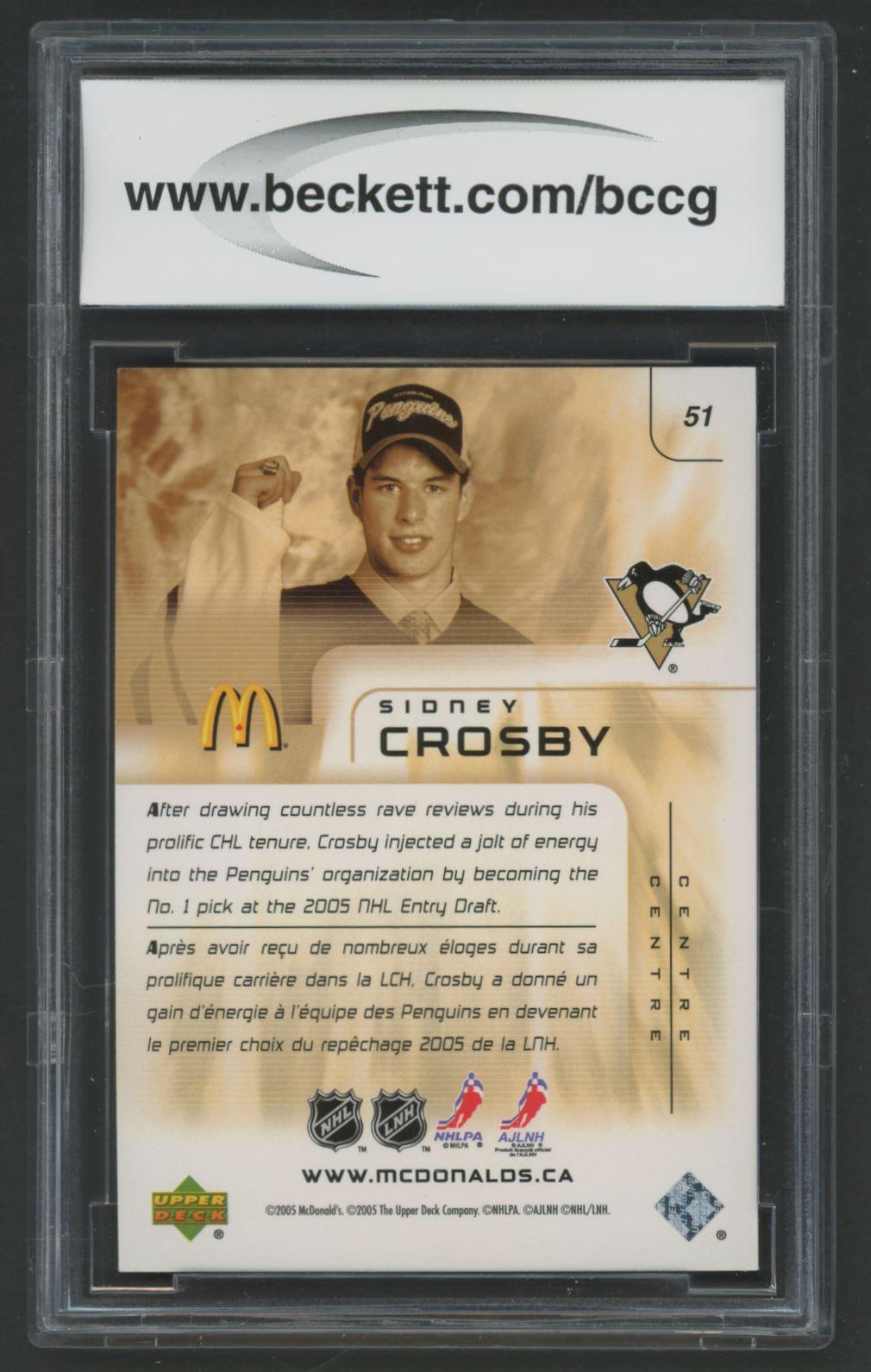 Sidney Crosby 2005-06 Upper Deck McDonald's #51 (BCCG 9) at PristineAuction.com Sidney Crosby 2005-06 Upper Deck McDonald's #51 (BCCG 9) at PristineAuction.com