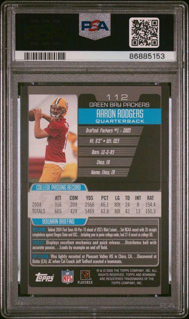 Aaron Rodgers 2005 Bowman #112 RC (PSA 7) at PristineAuction.com Aaron Rodgers 2005 Bowman #112 RC (PSA 7) at PristineAuction.com