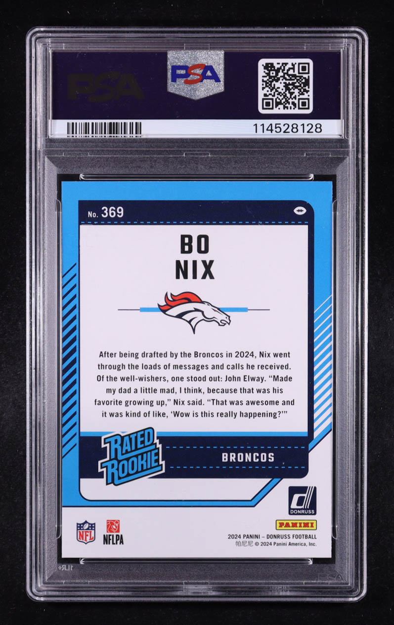 Bo Nix 2024 Donruss #369 RC (PSA 10) at PristineAuction.com Bo Nix 2024 Donruss #369 RC (PSA 10) at PristineAuction.com