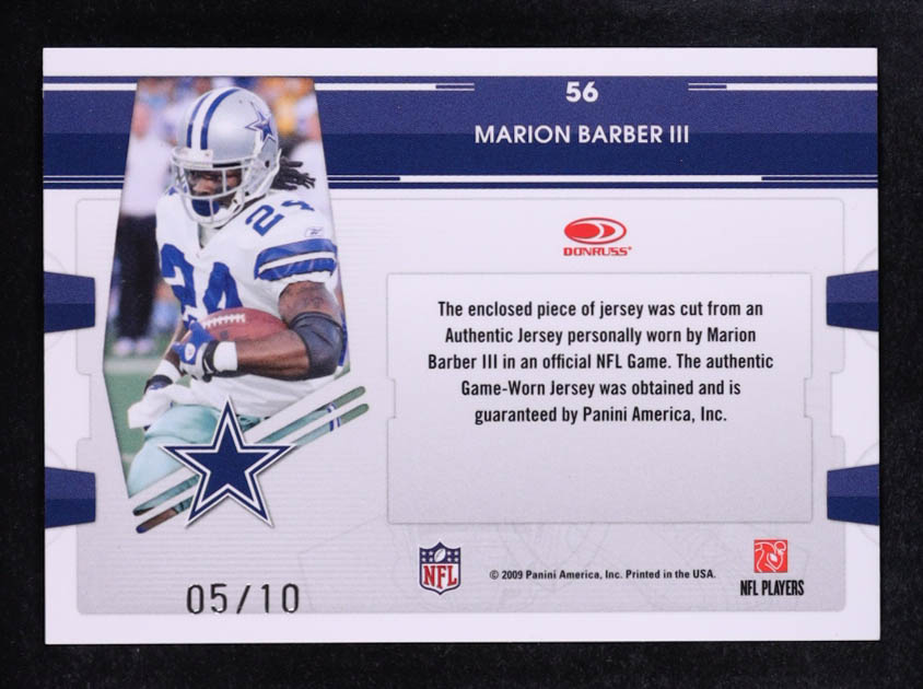 Marion Barber 2009 Absolute Memorabilia Tools of the Trade Material Oversize Black Spectrum #56 #05/10 at PristineAuction.com Marion Barber 2009 Absolute Memorabilia Tools of the Trade Material Oversize Black Spectrum #56 #05/10 at PristineAuction.com