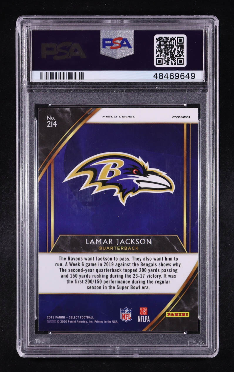 Lamar Jackson 2019 Select Prizm Silver #214 (PSA 10) at PristineAuction.com Lamar Jackson 2019 Select Prizm Silver #214 (PSA 10) at PristineAuction.com