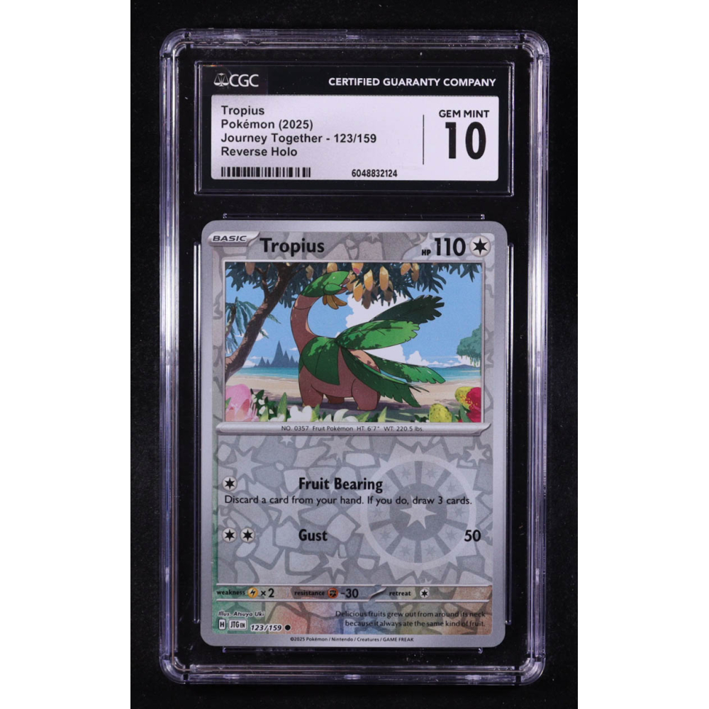 Tropius 2025 Pokemon Journey Together #123 (CGC 10) at PristineAuction.com