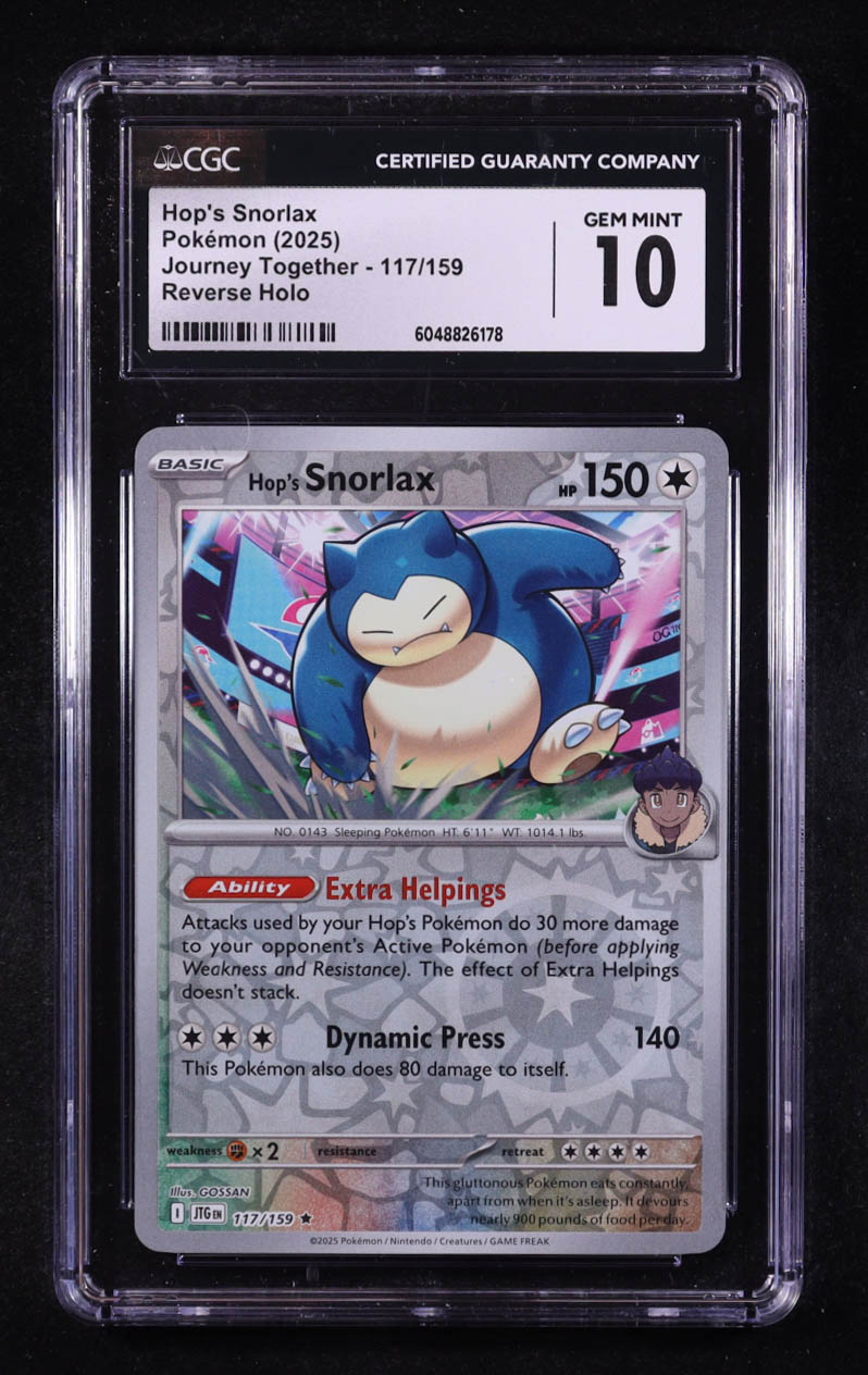 Hop's Snorlax 2025 Pokemon Journey Together #117 (CGC 10) at PristineAuction.com Hop's Snorlax 2025 Pokemon Journey Together #117 (CGC 10) at PristineAuction.com
