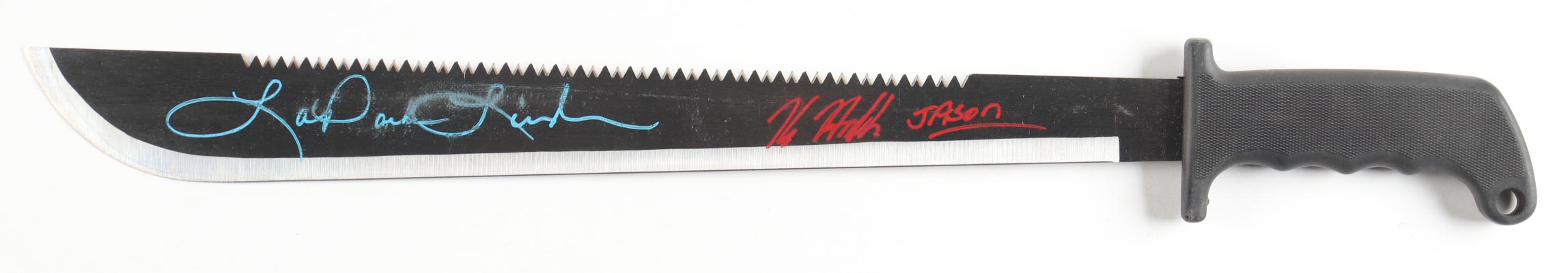 Kane Hodder & Lar Park Lincoln Signed "Friday the 13th" 23" Steel Machete Inscribed "Jason" (JSA) at PristineAuction.com Kane Hodder & Lar Park Lincoln Signed "Friday the 13th" 23" Steel Machete Inscribed "Jason" (JSA) at PristineAuction.com