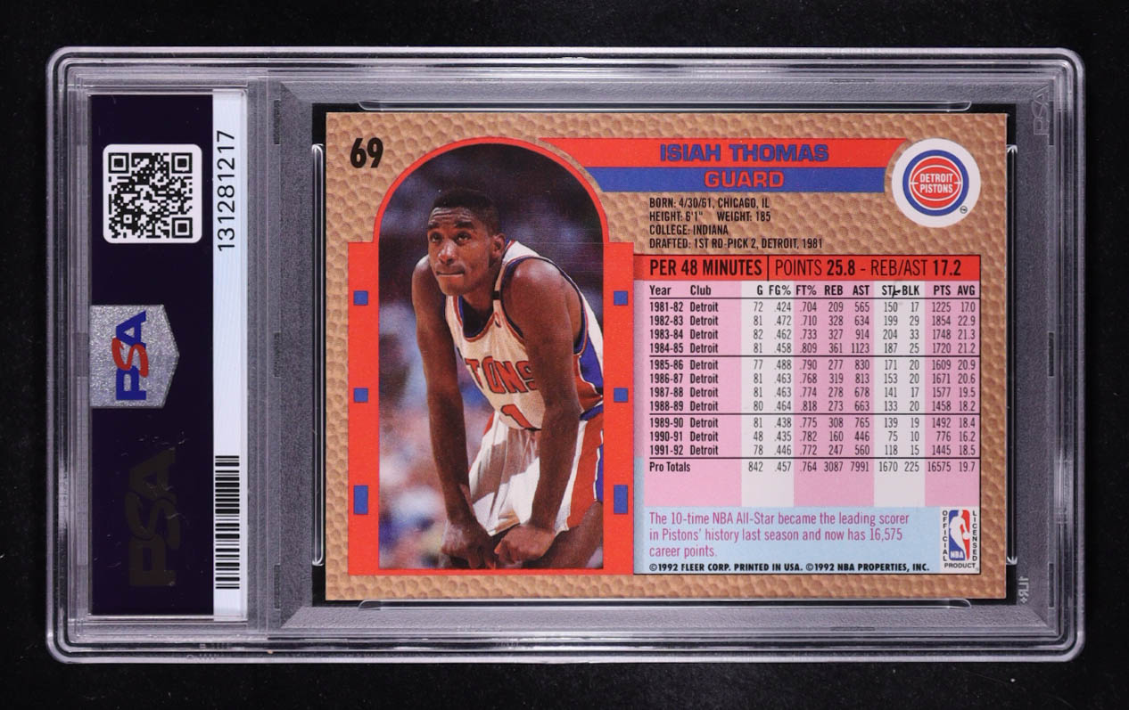 Isiah Thomas 1992-93 Fleer #69 (PSA 10) at PristineAuction.com Isiah Thomas 1992-93 Fleer #69 (PSA 10) at PristineAuction.com