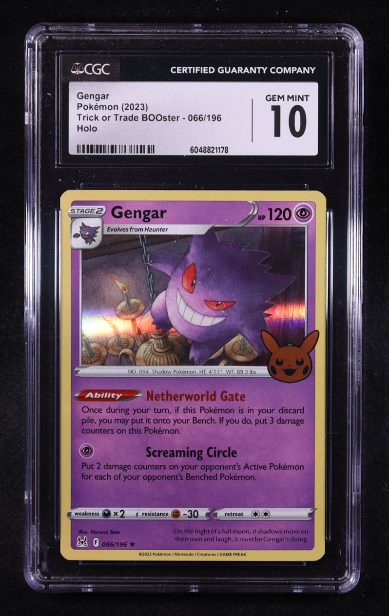 Gengar 2023 Pokemon Trick or Trade BOOster #066 (CGC 10) at PristineAuction.com Gengar 2023 Pokemon Trick or Trade BOOster #066 (CGC 10) at PristineAuction.com