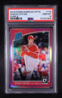 Shohei Ohtani 2018 Panini Donruss Optic Purple RR #176 RC (PSA 10) at PristineAuction.com