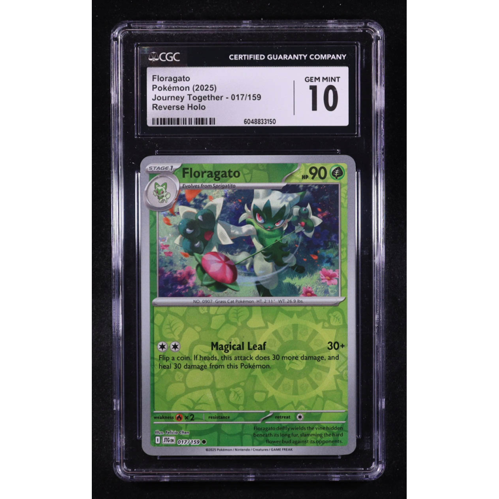 Floragato 2025 Pokemon Journey Together #017 (CGC 10) at PristineAuction.com