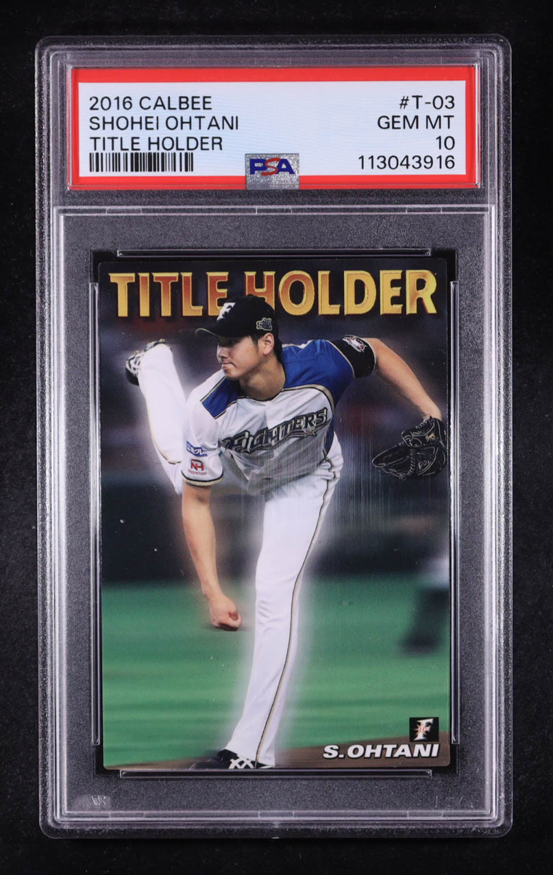 Shohei Ohtani 2016 Calbee Title Holder #T-03 RC (PSA 10) at PristineAuction.com Shohei Ohtani 2016 Calbee Title Holder #T-03 RC (PSA 10) at PristineAuction.com