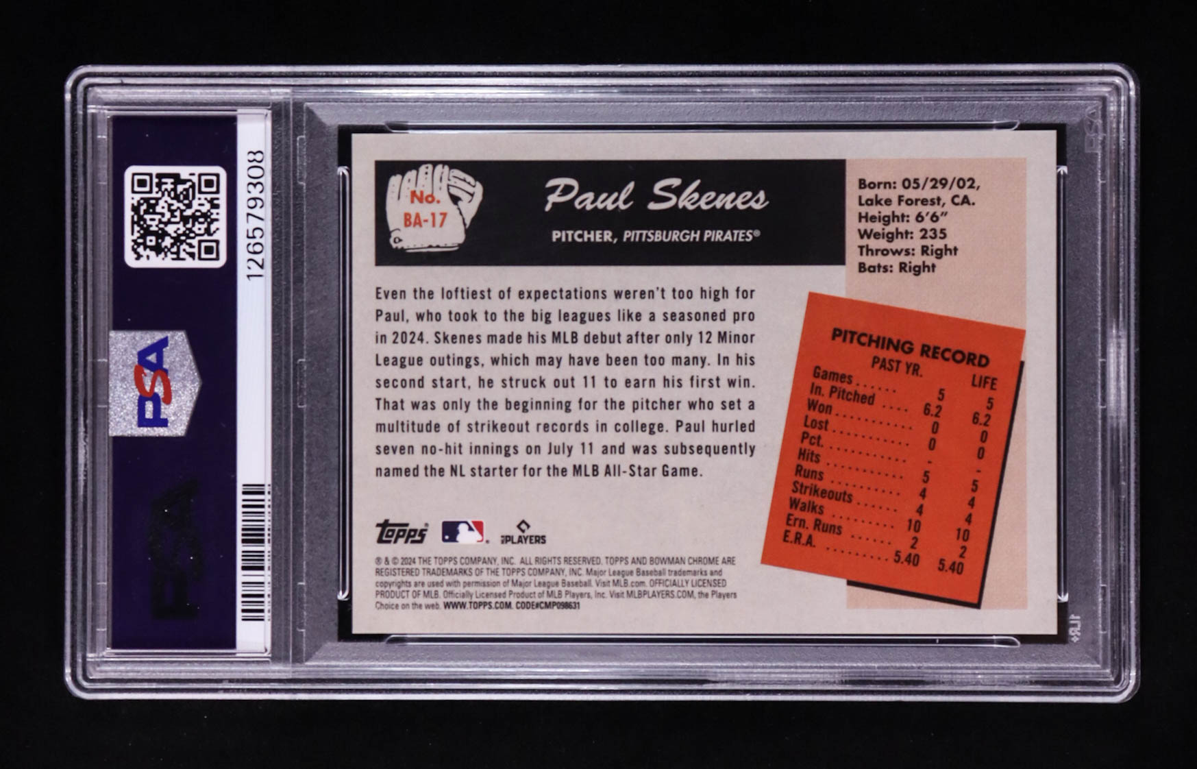 Paul Skenes 2024 Bowman's Best '55 Bowman Anime #BA17 RC (PSA 9) at PristineAuction.com Paul Skenes 2024 Bowman's Best '55 Bowman Anime #BA17 RC (PSA 9) at PristineAuction.com