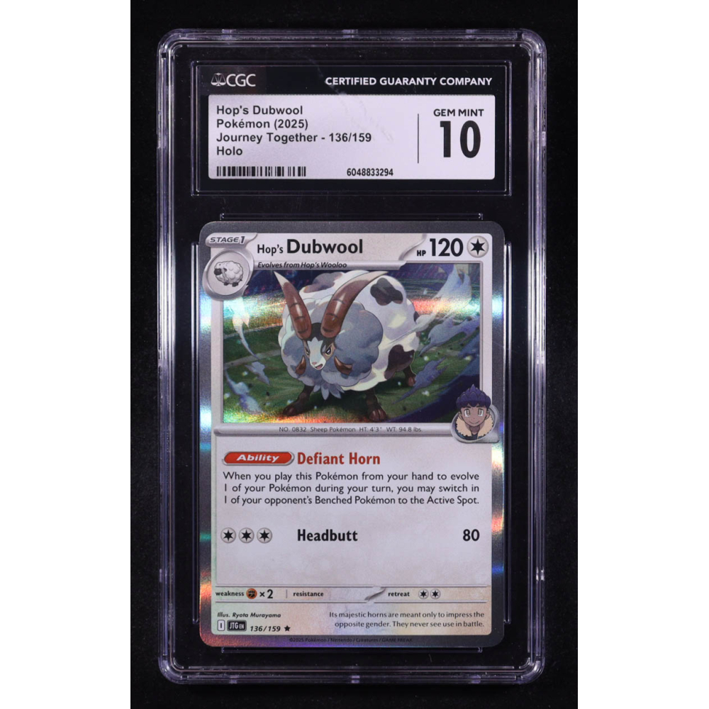 Hop's Dubwool 2025 Pokemon Journey Together #136 (CGC 10) at PristineAuction.com