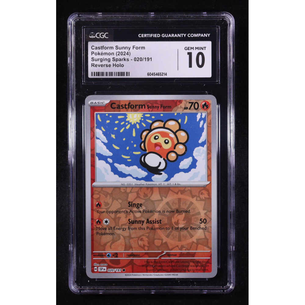 Castform Sunny Form 2024 Pokemon Surging Sparks #020 (CGC 10) at PristineAuction.com