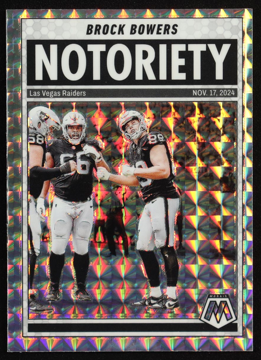 Brock Bowers 2025 Panini Mosaic Notoriety Mosaic #10 at PristineAuction.com Brock Bowers 2025 Panini Mosaic Notoriety Mosaic #10 at PristineAuction.com