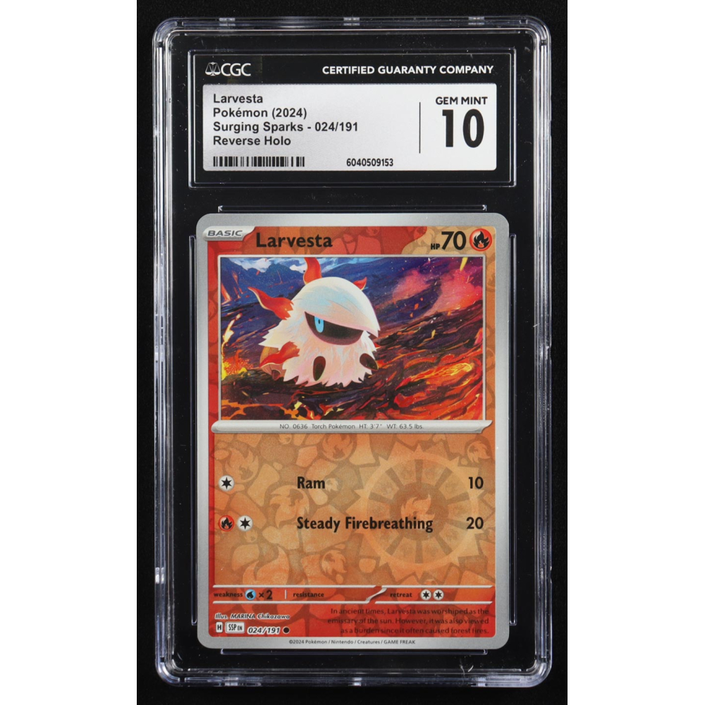 Larvesta 2024 Pokemon Surging Sparks #024 (CGC 10) at PristineAuction.com
