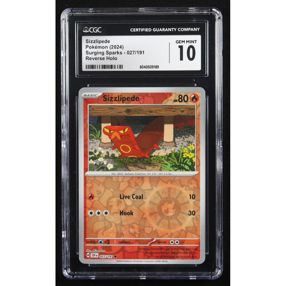 Sizzlipede 2024 Pokemon Surging Sparks #027 (CGC 10) at PristineAuction.com