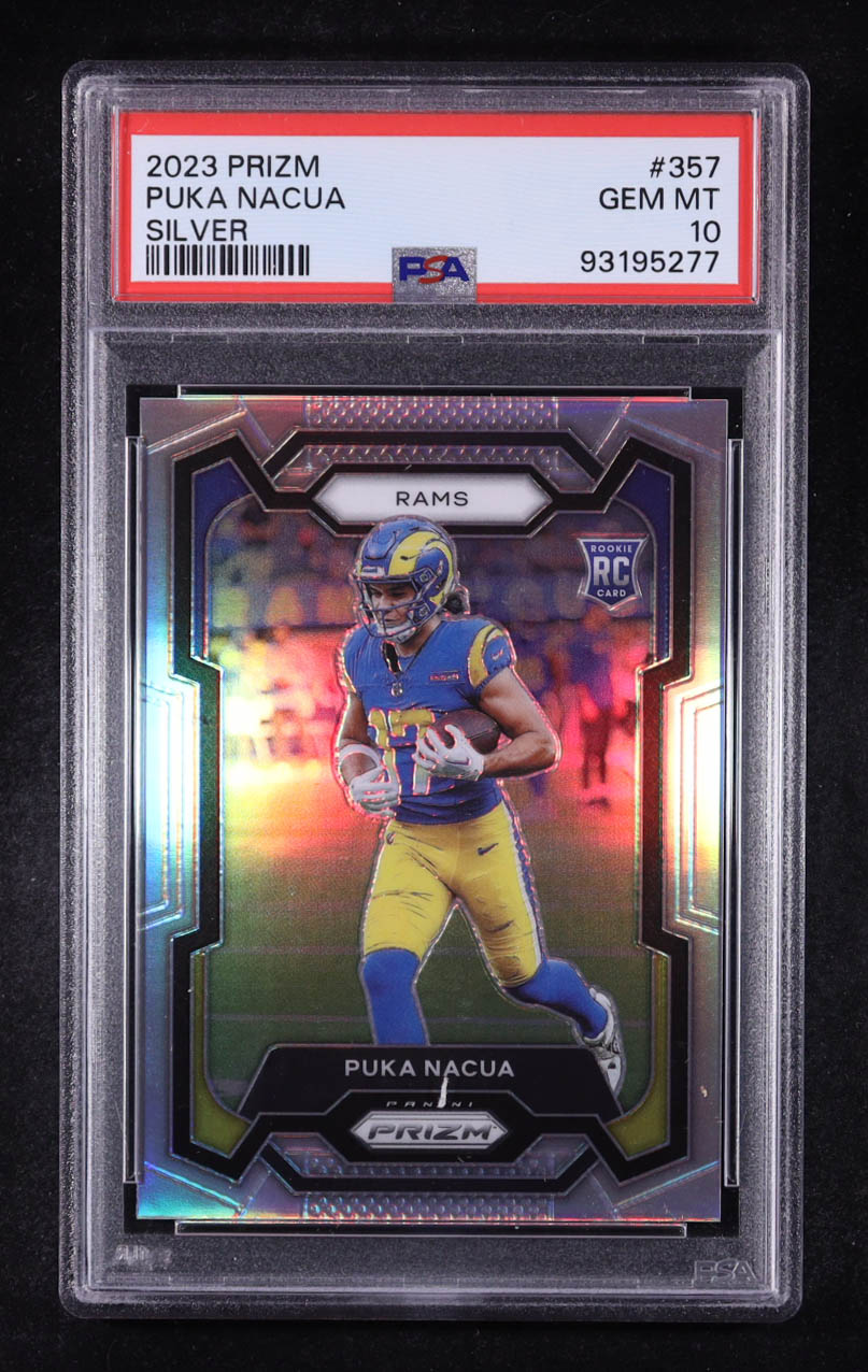 Puka Nacua 2023 Panini Prizm Silver #357 RC (PSA 10) at PristineAuction.com Puka Nacua 2023 Panini Prizm Silver #357 RC (PSA 10) at PristineAuction.com