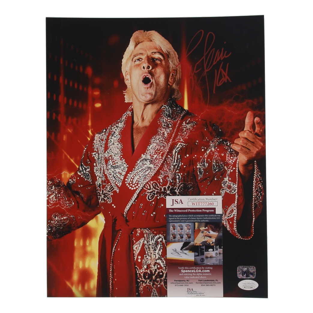 Ric Flair Signed WWE 11x14 Photo Inscribed "16x" (JSA & Flair) at PristineAuction.com Ric Flair Signed WWE 11x14 Photo Inscribed "16x" (JSA & Flair) at PristineAuction.com