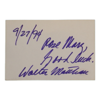 Walter Matthau Signed Cut Inscribed "Good Luck" & "9/27/94" (ACOA) at PristineAuction.com