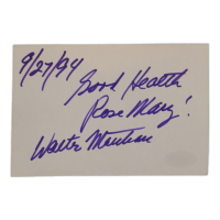 Walter Matthau Signed Cut Inscribed "Good Health" & "9/27/94" (ACOA) at PristineAuction.com