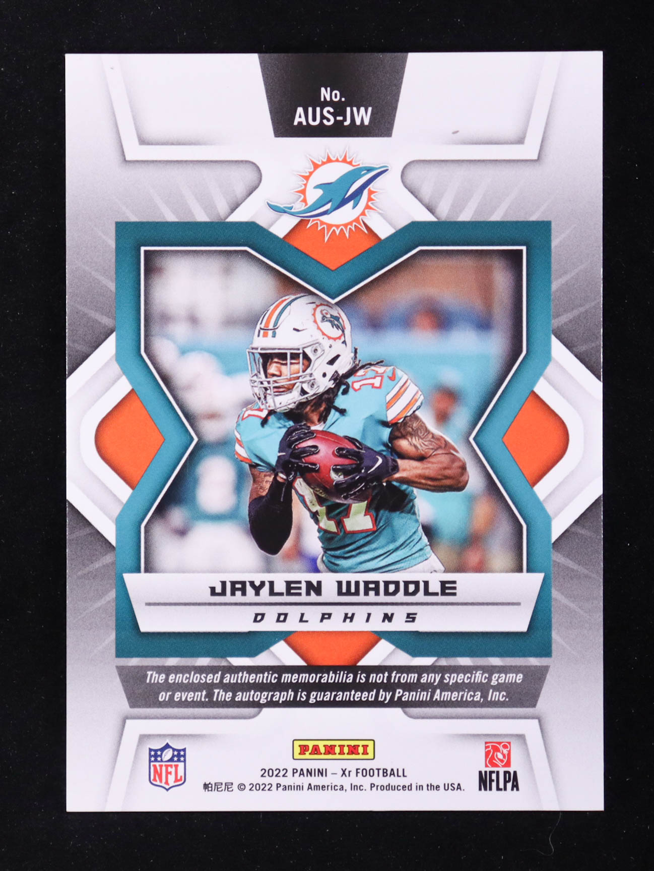 Jaylen Waddle 2022 Panini XR Autograph Swatches #22 #62/99 at PristineAuction.com Jaylen Waddle 2022 Panini XR Autograph Swatches #22 #62/99 at PristineAuction.com