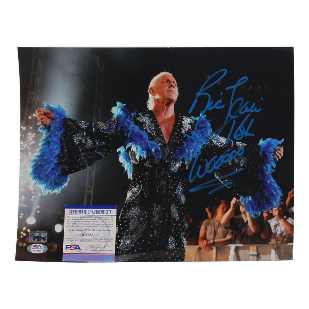 Ric Flair Signed WWE 11x14 Photo Inscribed "16x" & "Wooooo" (PSA & Flair) at PristineAuction.com