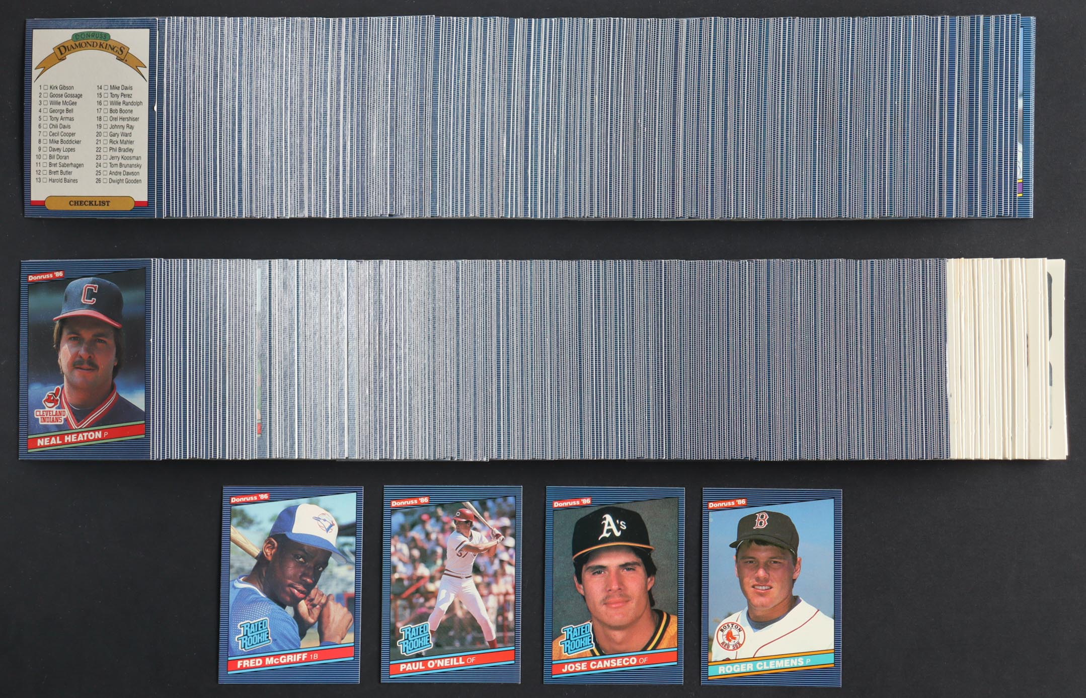 1986 Donruss Baseball Complete Factory Set of (660) Cards with Jose Canseco #39 RC, Fred McGriff #28 RC, Roger Clemens #172, Paul O’Neill #37 RC at PristineAuction.com 1986 Donruss Baseball Complete Factory Set of (660) Cards with Jose Canseco #39 RC, Fred McGriff #28 RC, Roger Clemens #172, Paul O’Neill #37 RC at PristineAuction.com