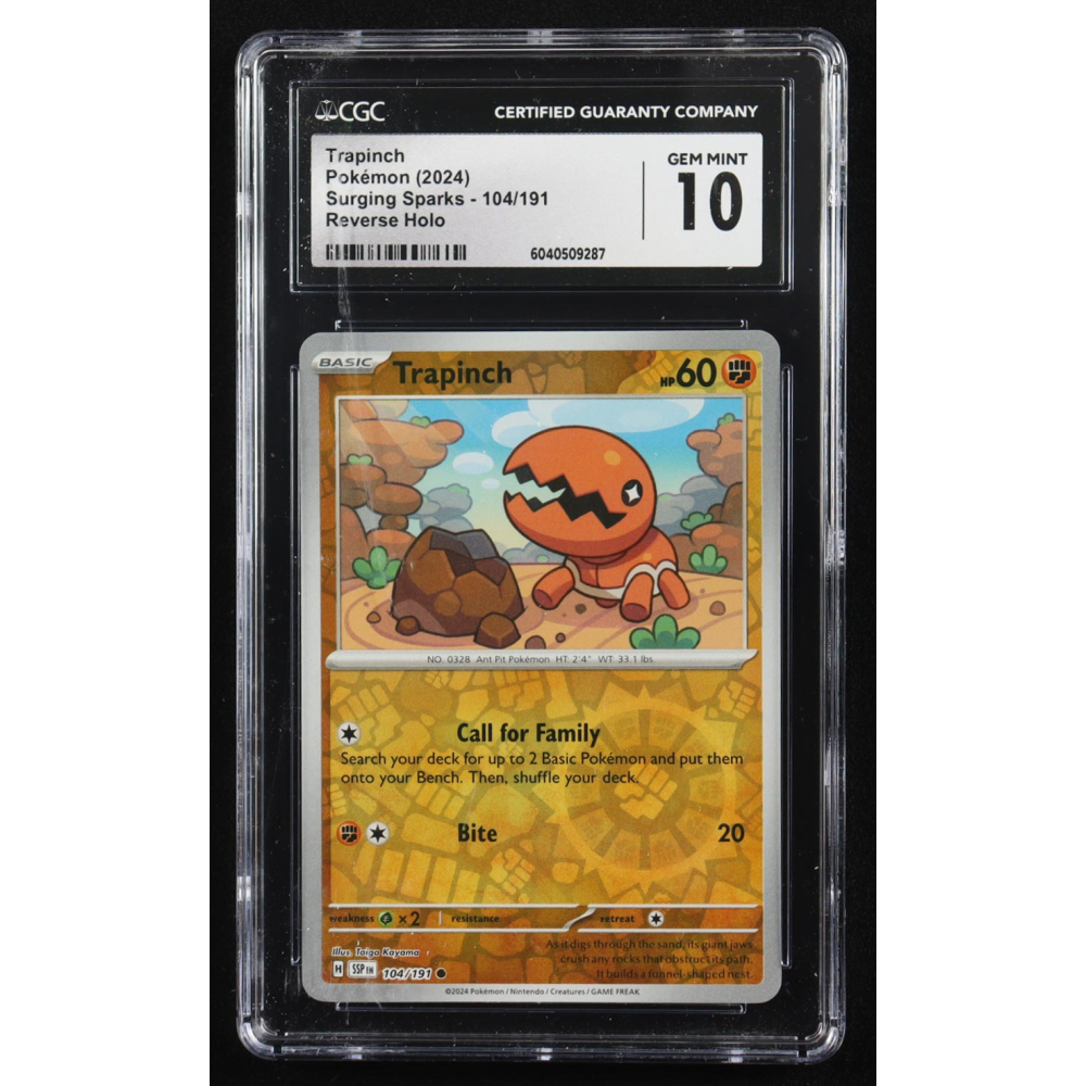 Trapinch 2024 Pokemon Surging Sparks #104 (CGC 10) at PristineAuction.com