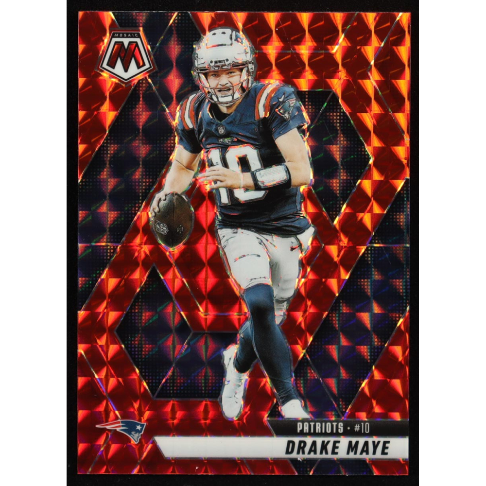 Drake Maye 2025 Panini Mosaic Mosaic Red #28 at PristineAuction.com