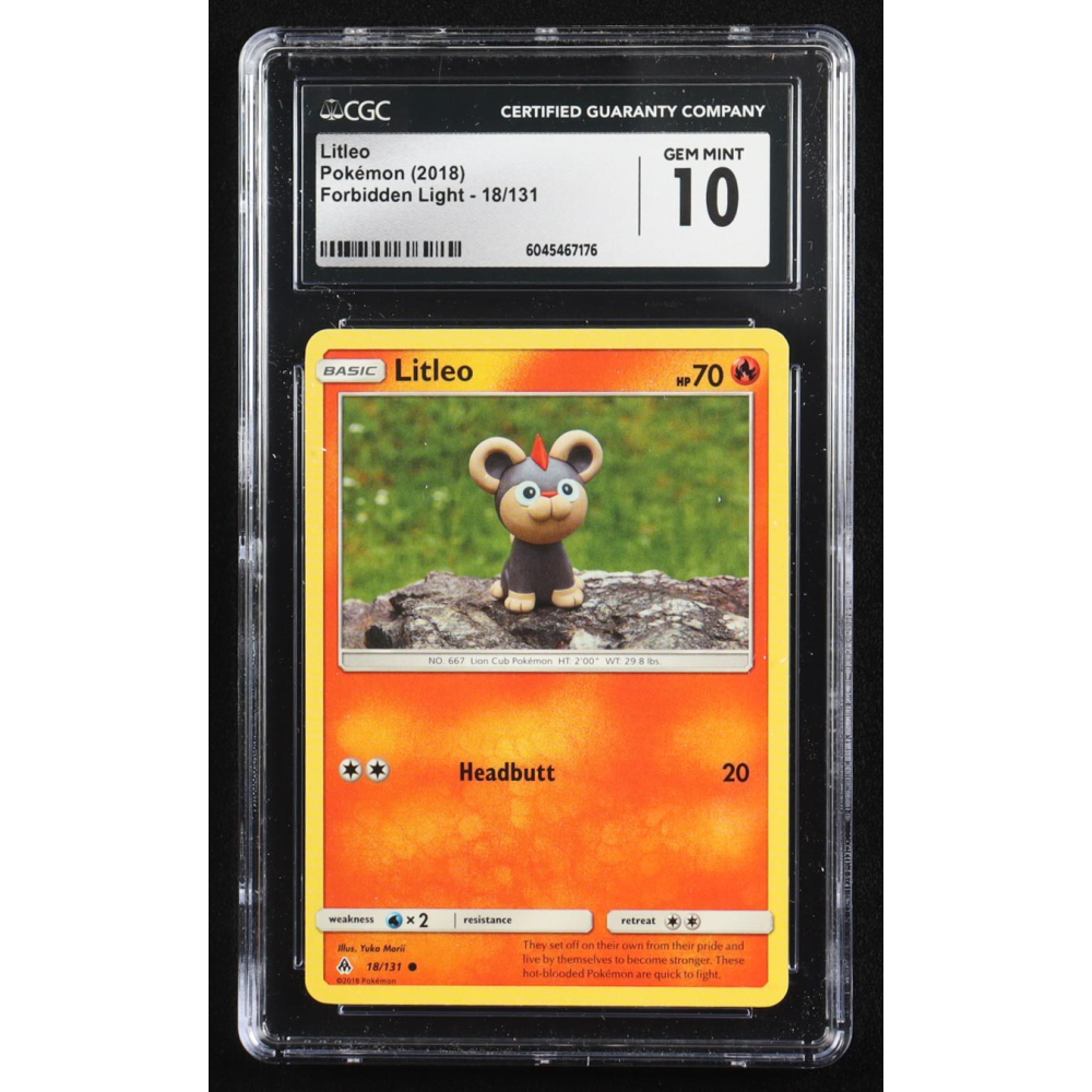 Litleo 2018 Pokemon Forbidden Light #18 (CGC 10) at PristineAuction.com