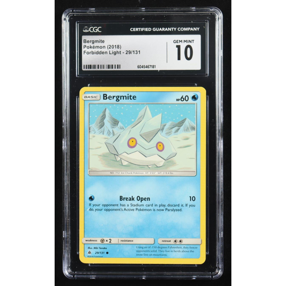 Bergmite 2018 Pokemon Forbidden Light #29 (CGC 10) at PristineAuction.com