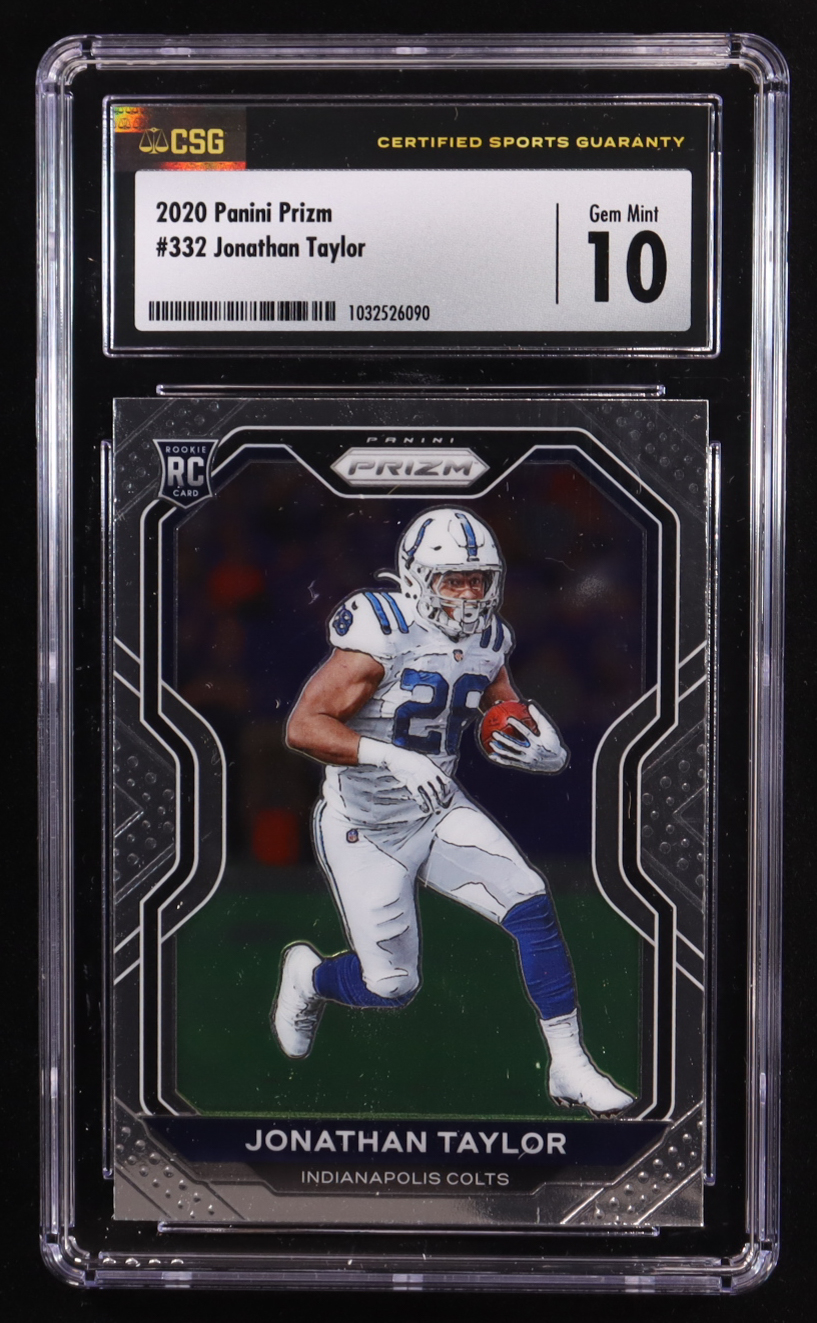 Jonathan Taylor 2020 Panini Prizm #332 RC (CSG 10) at PristineAuction.com Jonathan Taylor 2020 Panini Prizm #332 RC (CSG 10) at PristineAuction.com